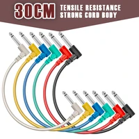 6pcsset 30cm audio cables plastic guitar patch cables 6 35mm right angle jack noise reduction for effect pedals