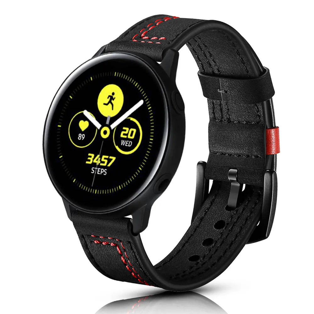 Шва стиль кожаный ремешок браслет для Samsung Galaxy Watch 3 полоса 41 мм 45 активный 2 1/42 мм/46