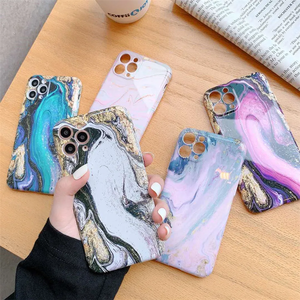 

Retro Marble Smooth Phone Case For iPhone 12 MINI 11 Pro Max XS Max X XR 7 8 Plus SE2 Gradient Watercolor Protection Back Cover