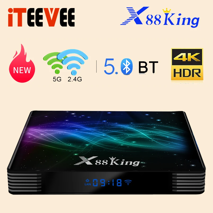 X88 King Android 9 0 ТВ приставка S922X шестиядерный Mali G52 MP6 LPDDR4 4 Гб 128 ГБ двойной Wifi Bluetooth 5 1000