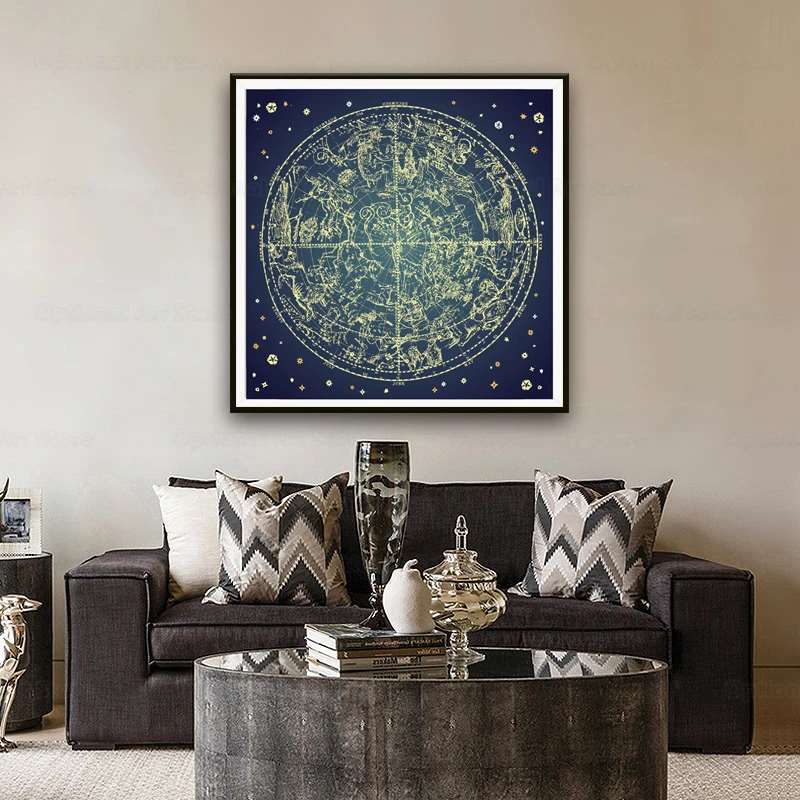 

Northern Stars Prints Vintage Zodiac Constellation Poster Wall Art Canvas Painting Picture for Living Room Home Wall Decor