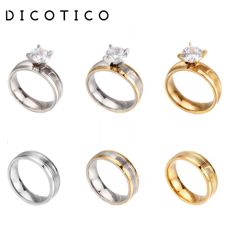 Бижутерия для влюбленных из циркония свадебные кольца золотого цвета