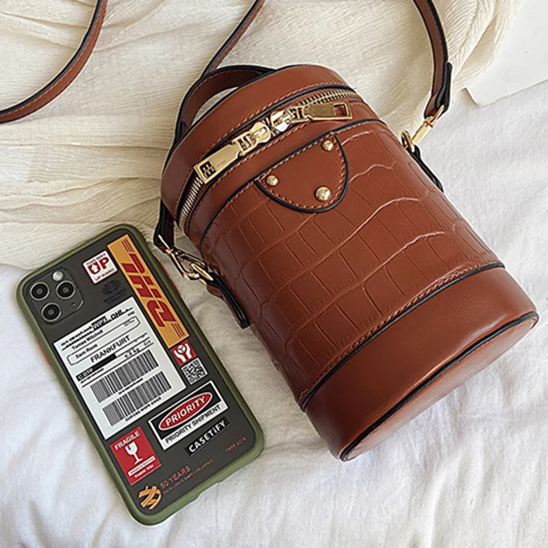 Новинка 2020 женская сумка на плечо цилиндрической формы модные сумки через из