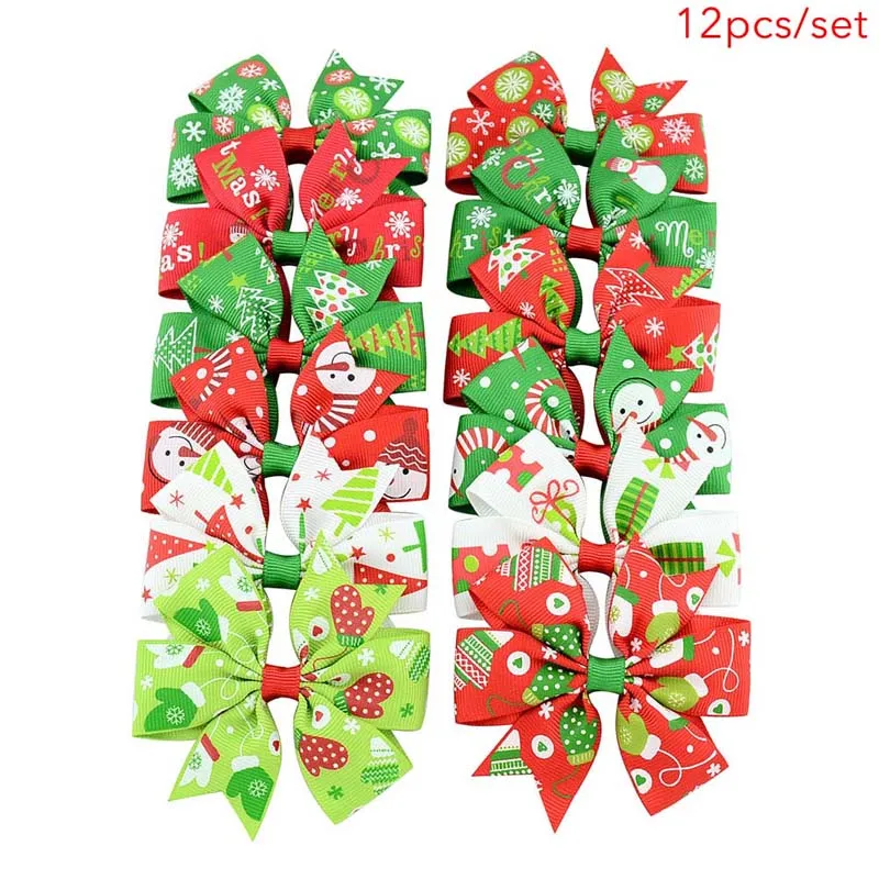 Рождественские подарочные банты с зажимом рождественские для волос девочек