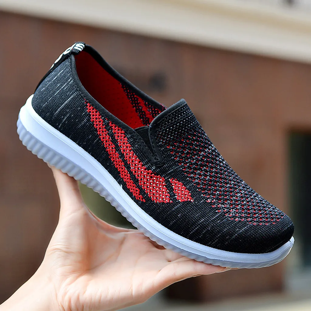 Кроссовки-носки женские сетчатые дышащие на платформе без застежки Мягкая