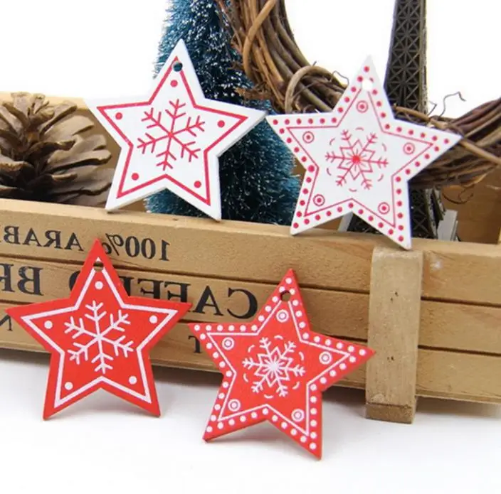 10 шт./партия 5 см Деревянный Рождественская елка сердце звезда изделия для