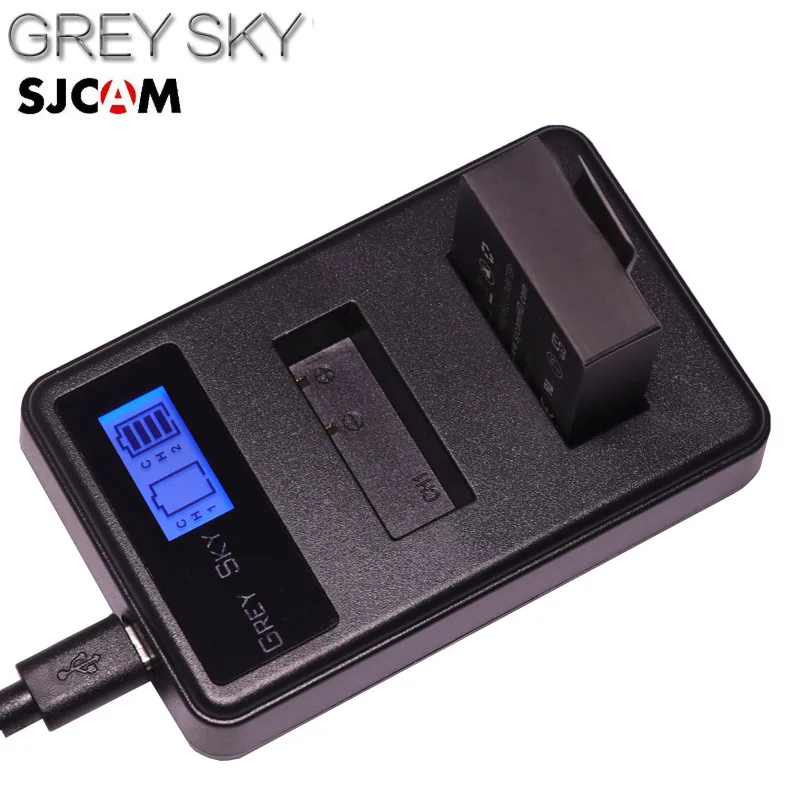 Аккумулятор PG1050 SJ4000 PG900 2 шт. + двойное зарядное устройство USB с ЖК дисплеем для SJCAM