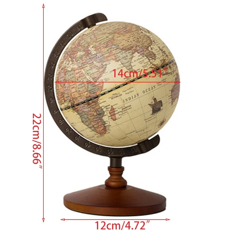 

Vintage Wooden Globe Home Decoration School Education Supplies for student 40JB