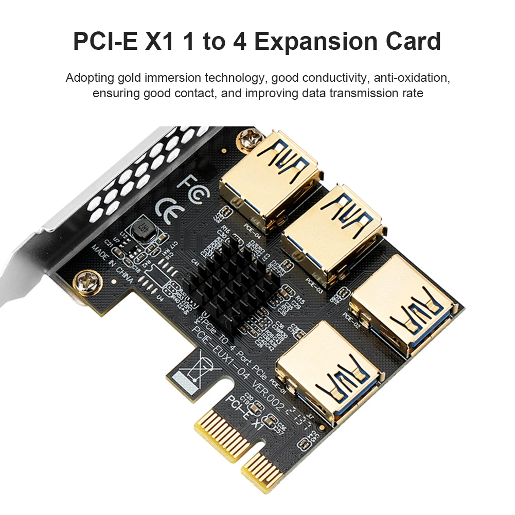 

PCI-E адаптер, карта PCI-E X1/X4/X8/X16 от 1 до 4 USB, усилитель концентратора, карта расширения, PCIe конвертер для майнинга биткоинов ETH