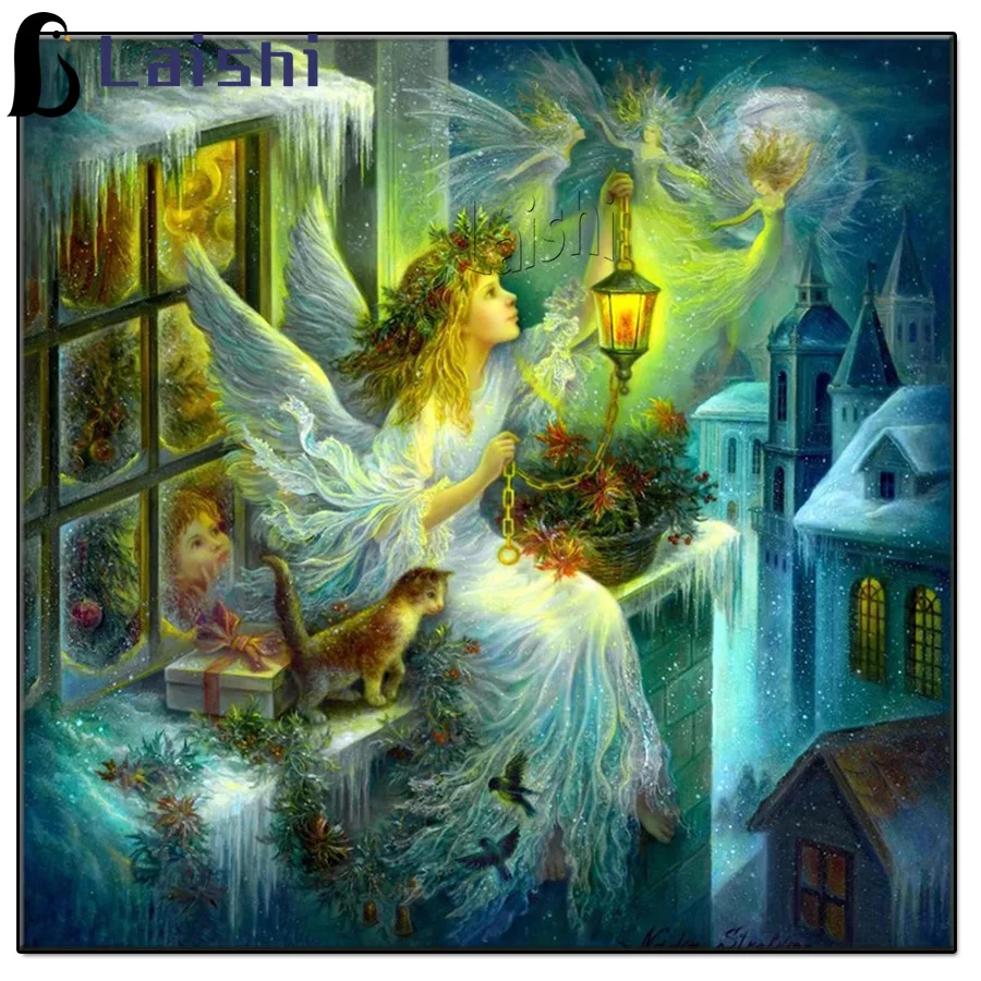 Алмазная 5D картина сделай сам ангел и кот полноразмерная вышивка Набор для