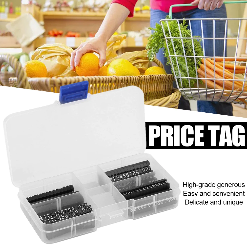 

420 PCS Price Cubes White On Black Jewelry Watches Euro Sign Mini Adjustable Price Tag Display Signs For Retail Shop
