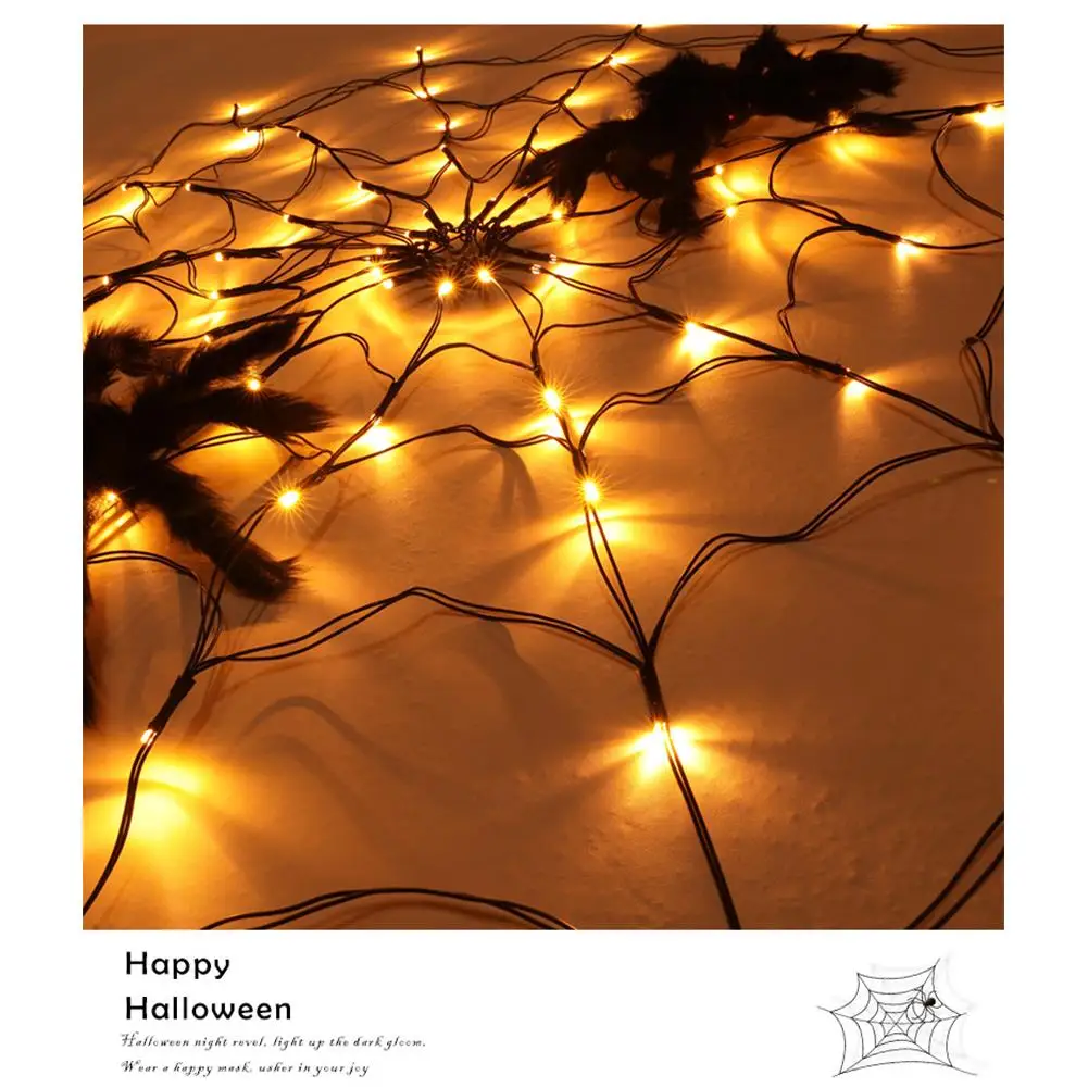 

Украшение на Хэллоуин, светодиодная пауковая паутина, комнатное и уличное украшение для атмосферы, занавеска, рождественское освещение, де...