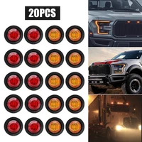20pcs 0 75inch car truck light 3led round side marker 10pcs amber 10pcs red grille light warning lamp waterproof trailer light