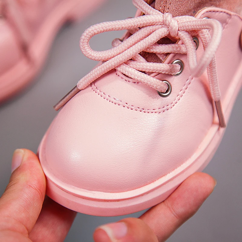 Обувь коллекция 2019 года модные зимние детские ботинки для девочек теплые кожаные