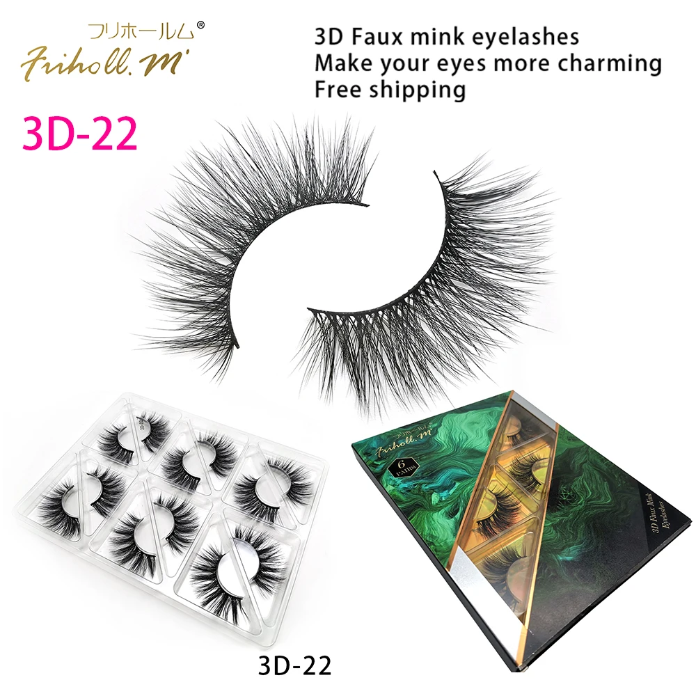 3D-22 Friholl. m шелковые ресницы, 6 пар, натуральные норковые 3d накладные ресницы для наращивания, личная этикетка, 3d синтетические шелковые ресницы - Цвет: 3D-22