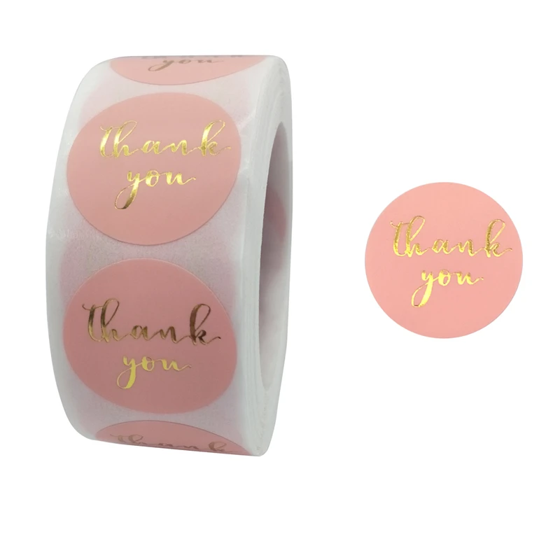 

Наклейка для подарочной упаковки, 1 дюйм, 2021 штук в рулоне, шрифт для горячего тиснения с надписью «thank you», розовый, черный ярлык, 500 карт, накл...