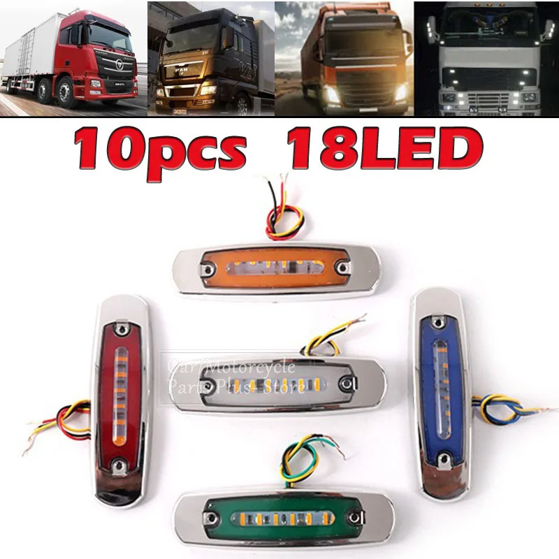 

10pcs 24V 18LED Truck Lorry Trailer Side Marker Indicators Car Turn Signal Brake Rear Warning Tail Light Lamp Side Light