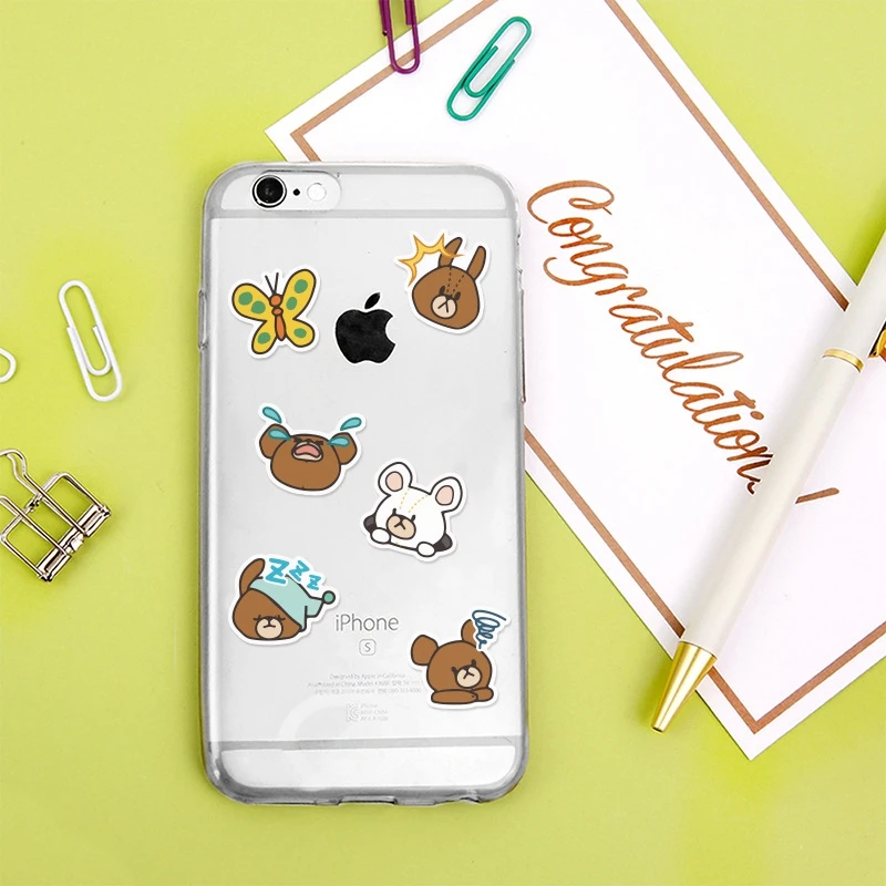 40 шт./упак. бурого медведя Скрапбукинг ПВХ наклейки Набор сделай сам канцелярские