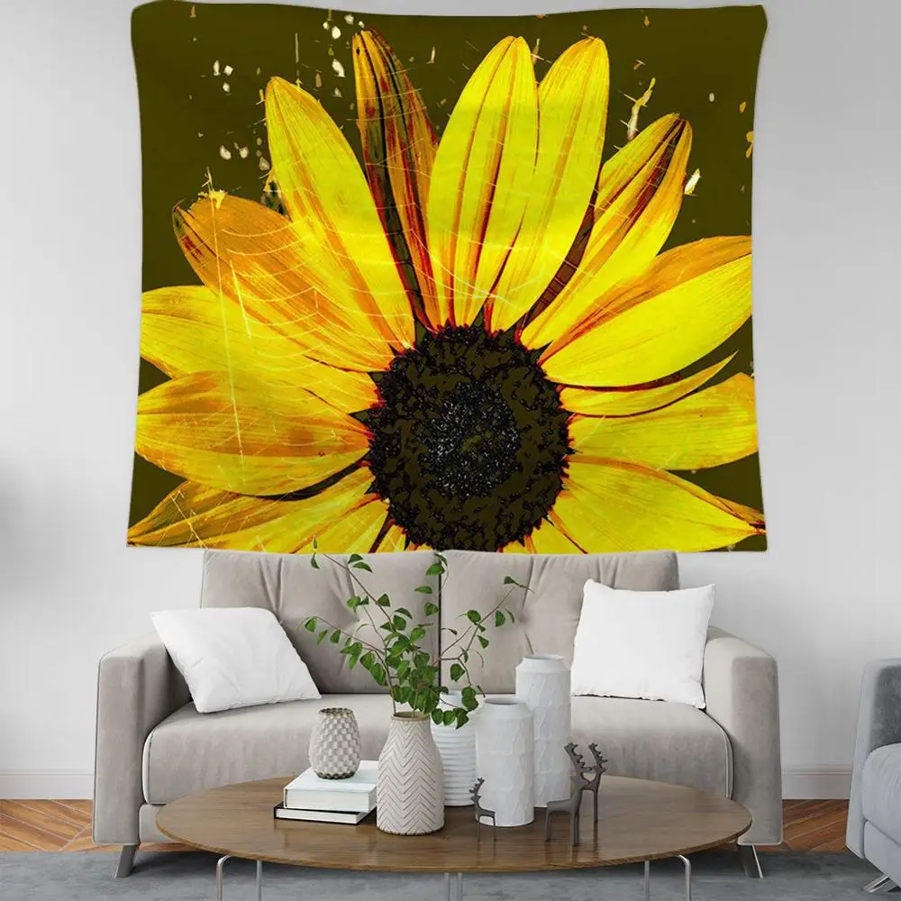 Богемный гобелен с рисунком подсолнуха картина маслом 3D печать прямоугольный