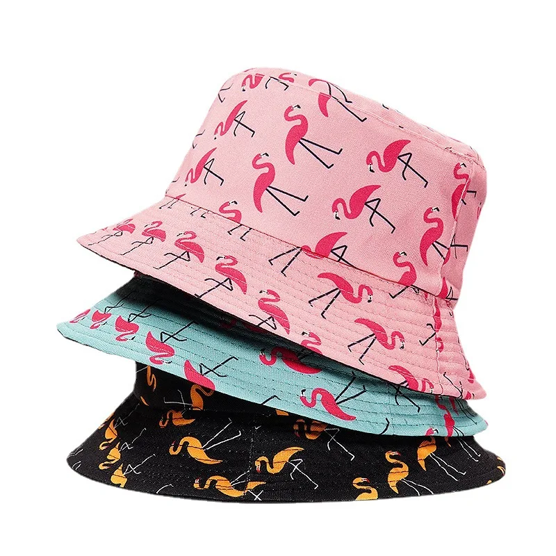 

2021 Luxury Panama Bucket Hat Men Women Summer Bucket Cap Flamingo Print Bob Hat Hip Hop Gorros Fishing Fisherman Hat