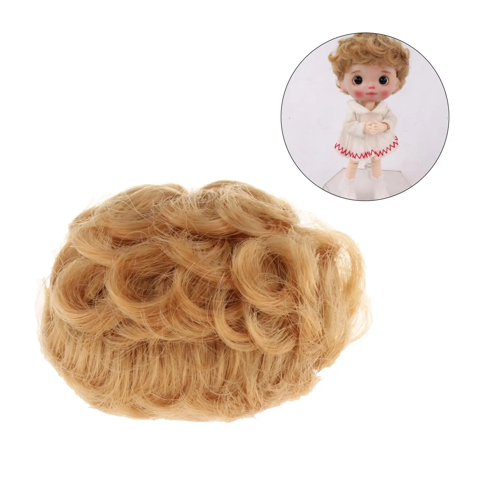 

Synthetic Mohair 1/8 bjd doll Shor Curly Wig Hair for Lady Doll Hair Styling