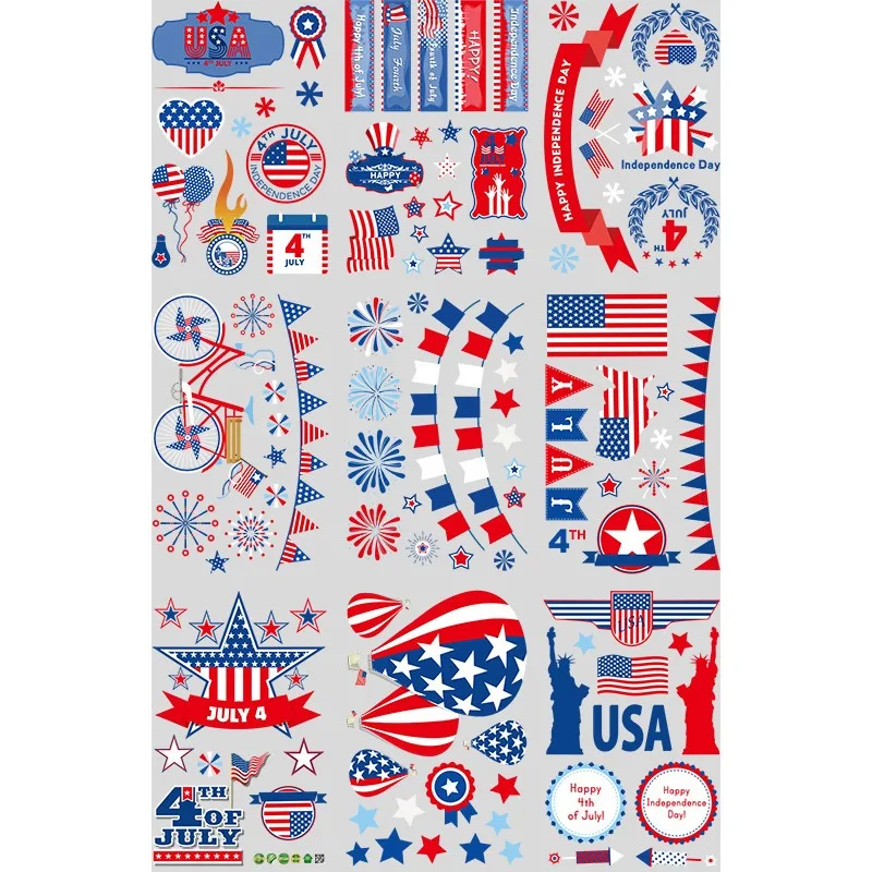 

American Independence Day Creative DIY PVC Wall Static Stickers Glass Window Film DIY Home Wall Decoration Removable Sticker