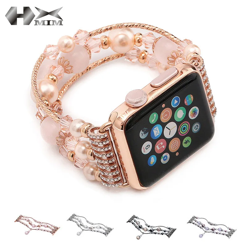 

Ladies agate Apple Watch boutique strap for iwatch5 4 3 2 1 42mm 40mm 38mm 44mm iwatch6 diamond handmade bracelet wristband