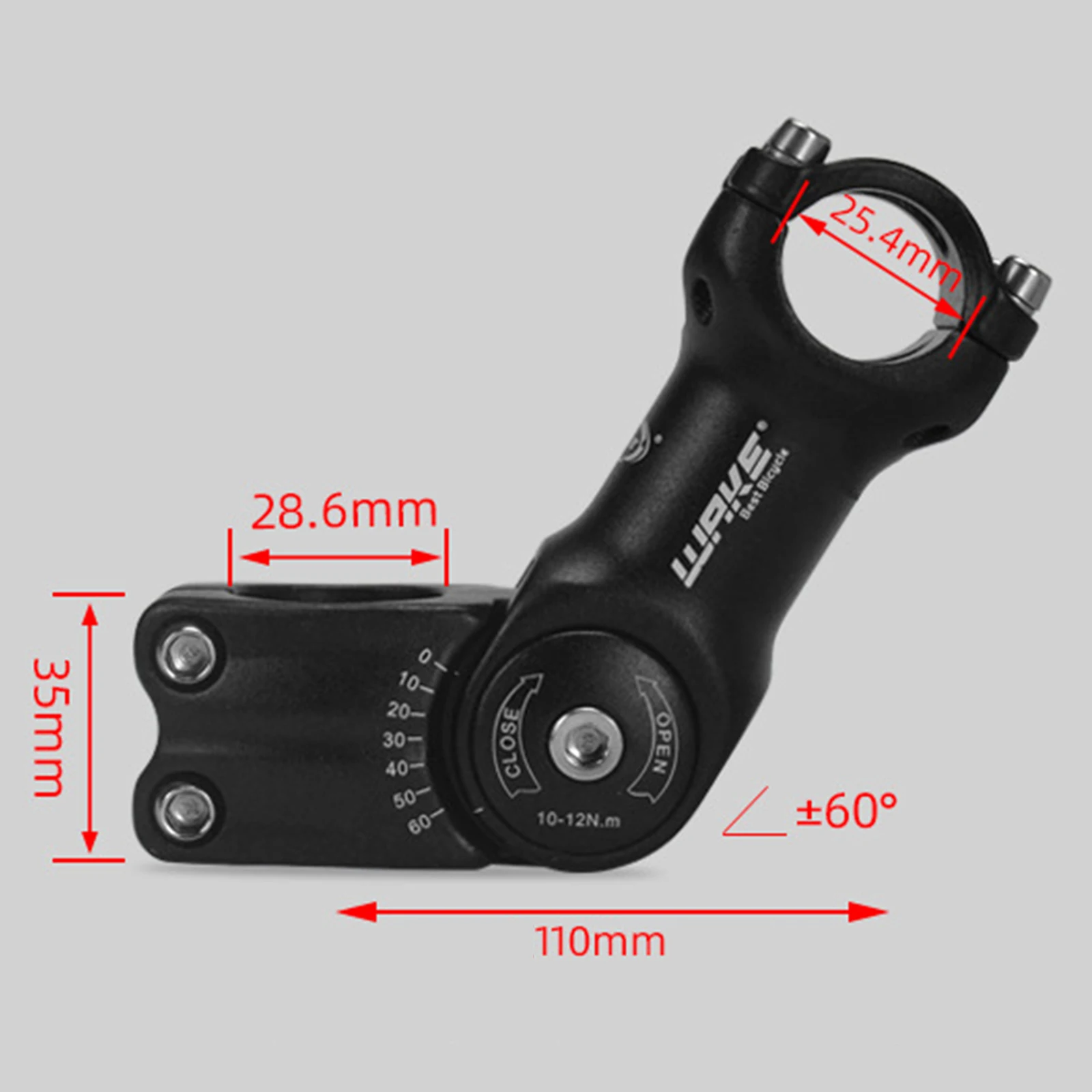 

WAKE Bicycle Stem 0-60 Degree Adjustable Mountain Road Bike Ultralight 28.6/31.8mm Handlebar Stem Adapter Accessories