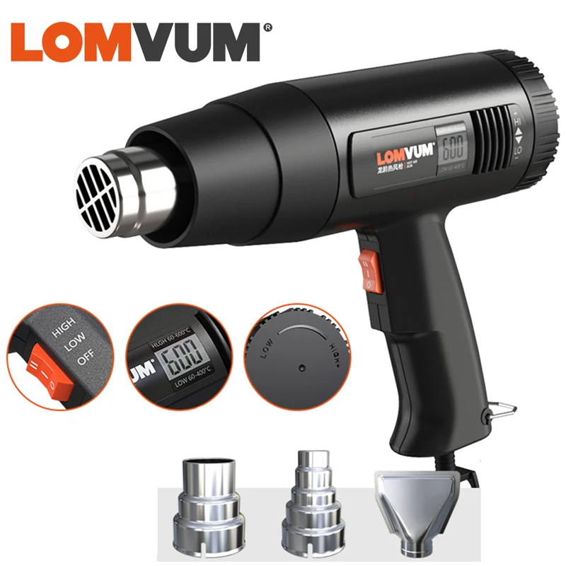 2500W DIGITAL LOMVUM 2500 Вт Цифровой Тепловой пистолет Электронный тепловой пистолет горячий воздух 2000 Вт 220 В Переменная температура 50-650C - Цвет: 2500W DIGITAL