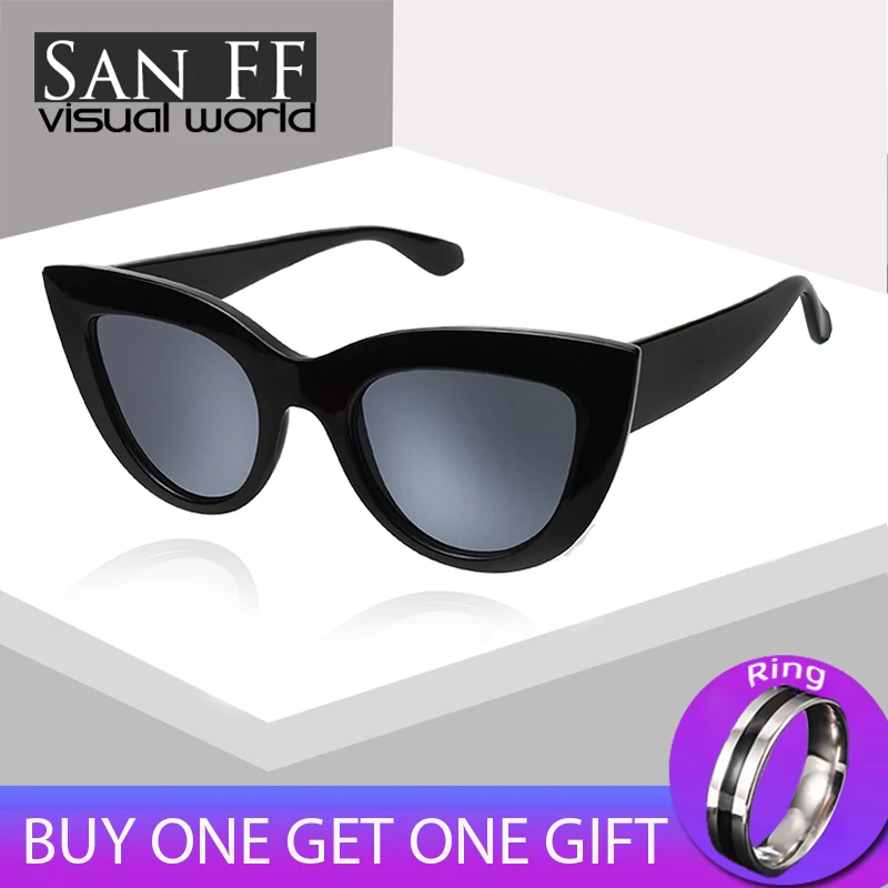 Модные Ретро винтажные кошачий глаз солнцезащитные очки для женщин пластиковая