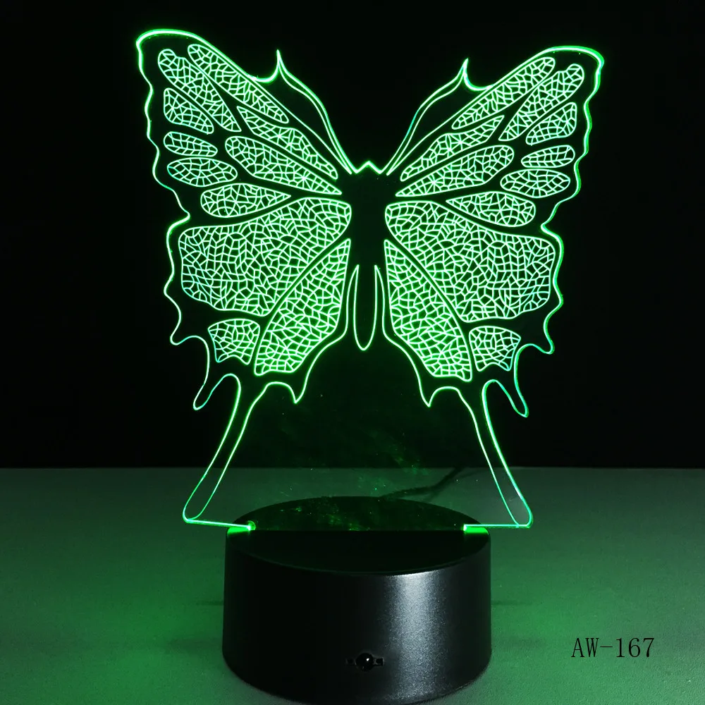 

Butterfly 3D Led Light Transparent Acrylic Night Light LED Lamp Color Changing Touch Table Party Decor Light AW-167