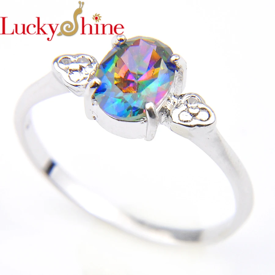 

Luckyshien Novel Unique Shine Mystic Lab-created Oval Rainbow Blue Rings Russia Holiday Gift Rings Australia Rings Lovers