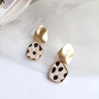 girafe personality irregular geometry leopard print earrings matte female jewelry