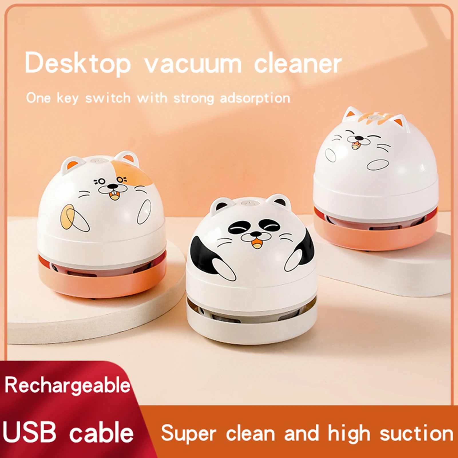 

Mini Handheld Cleaner Desk Cleaning ToolMachine Flat Sunction Mouth/Built-in 1200mAh Rechargeable Cell Cleaning Desktop Keyboard