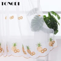 tongdi kitchen curtain valance sheer tiers pastoral fruit cafe tulle beautiful embroidery for window of kitchen dining room