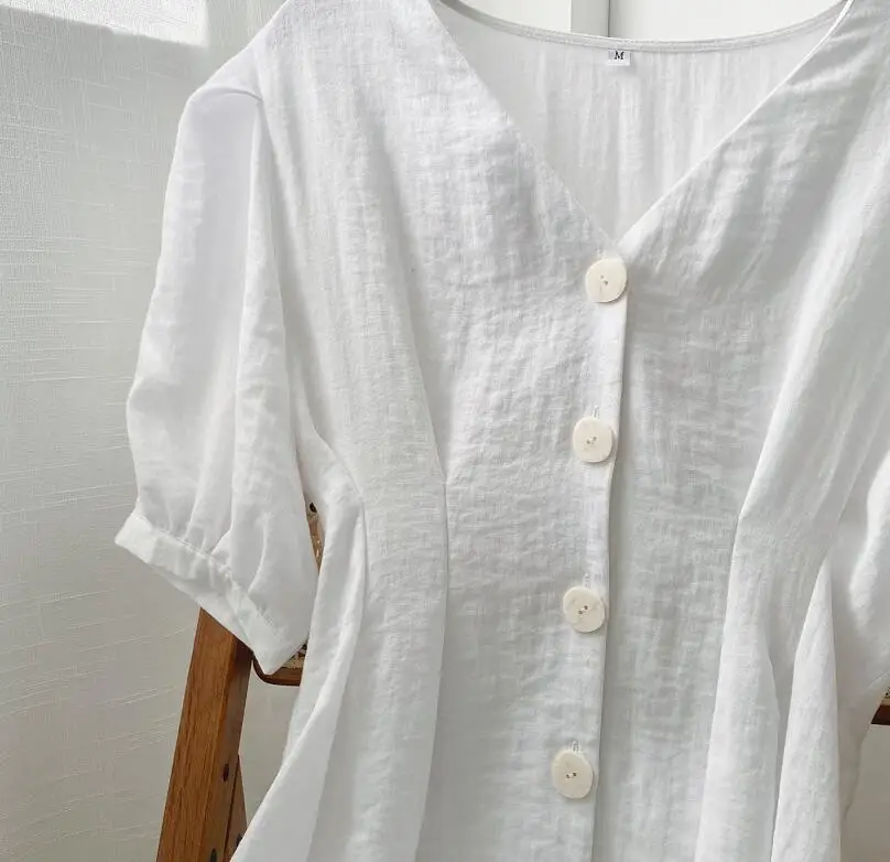 Платье Toppies женское хлопково-льняное с V-образным вырезом приталенное