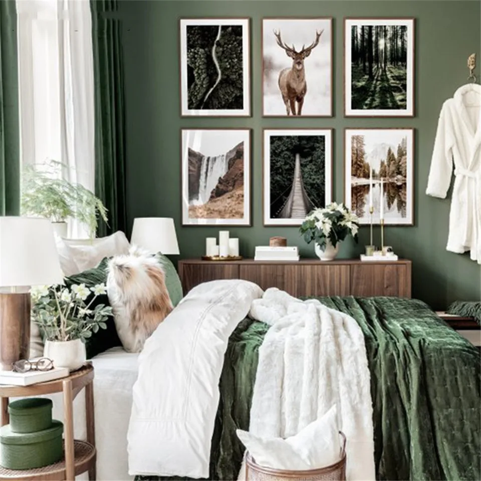 

Elk Deer Forest Landscape Wall Art Canvas Painting Nordic Posters And Prints Wall Pictures For Living Room Decor