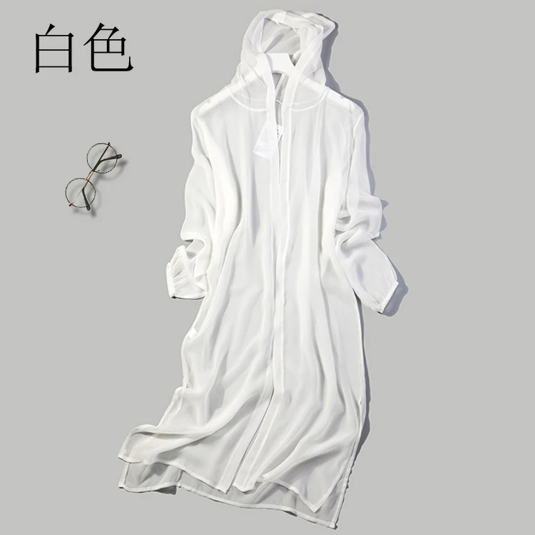 Женские 100% шелк тутового шелкопряда разноцветный длинное тонкое пальто с