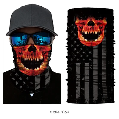 063 3D Skull Seamless Magic Neck Gaiter Skeleton Face Mask Shield Running Cycling Fishing Bike Bandana Headband Tube Scarf Men Women - Цвет: 063
