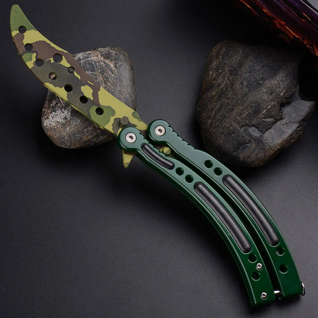 

Folding Butterfly in Knife Titanium Trainer Practice Stainless Steel Training Knife Counter Strike Game CS GO Tools No Edge Dull