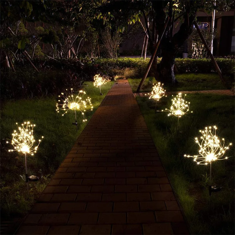 

90 LEDs Solar Light Garden Light Grass Fireworks Lamp Outdoor Waterproof Solar Garden Light Eight Function Modes Dandelion