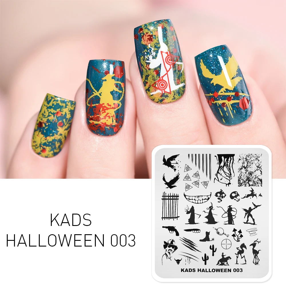 

KADS Хэллоуин 003 пластины для стемпинга, штамп с лаком для ногтей, штамповочная пластина, шаблон для печати, трафареты для ногтей