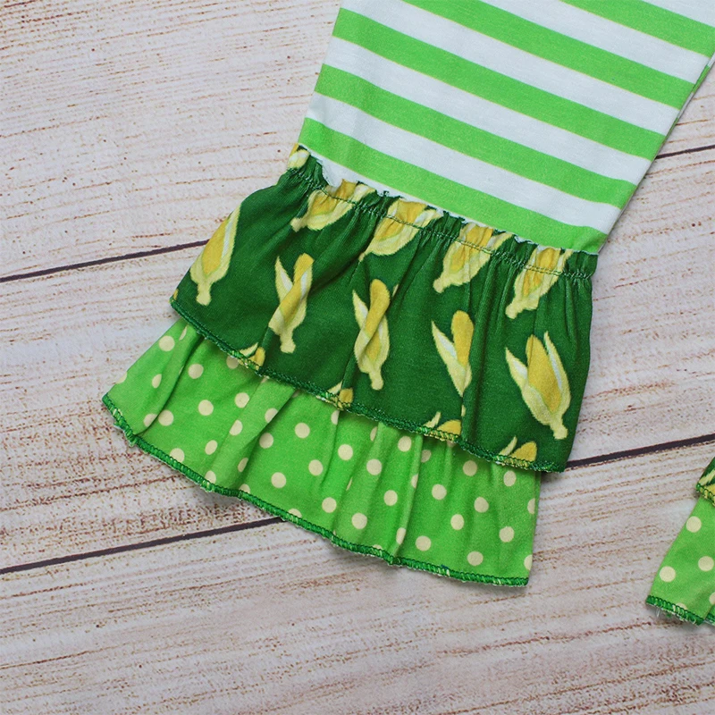 

Summer Girls Clothes Pink Sleeveless Skirt And Green Striped Trousers Three Corn Embroidery Patterns Toddler Girl Outfits