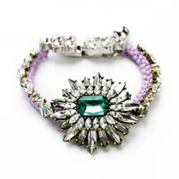 vintage crystal flower hand woven multicolor bracelet bangle multicolor charm bracelet women fashion jewelry