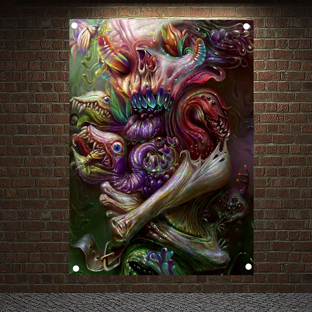 Страшный кровавый рок-браслет музыкальный постер из тяжелого металла тканевый