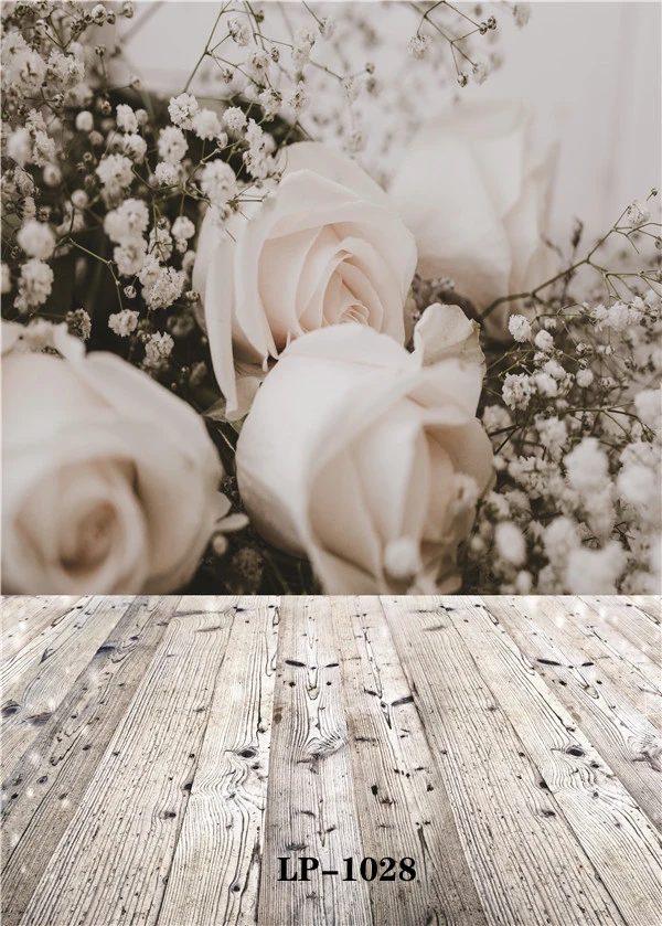 

Vinyl Custom Photography Backdrops Prop Flower and Wooden Planks Theme Photography Background #0094