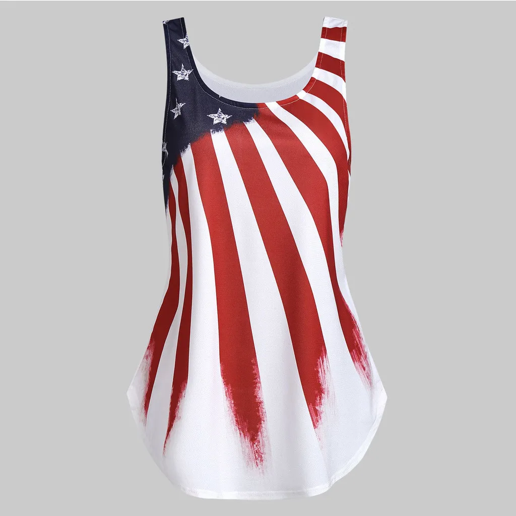 Новинка женские топы в полоску с принтом американского флага круглым вырезом без