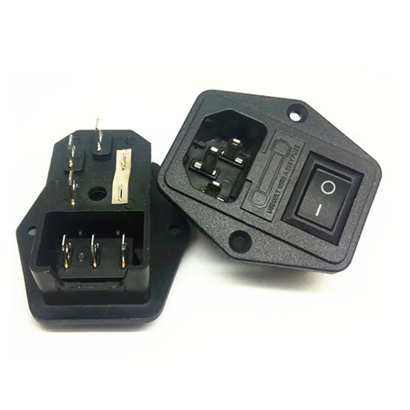 Черный CE медь 10A 250V IEC320 C13 C14 винт панель цепочка из нескольких розеток с предохранителем трубка переменного тока розетка с 3 контактами на выключенном выключении