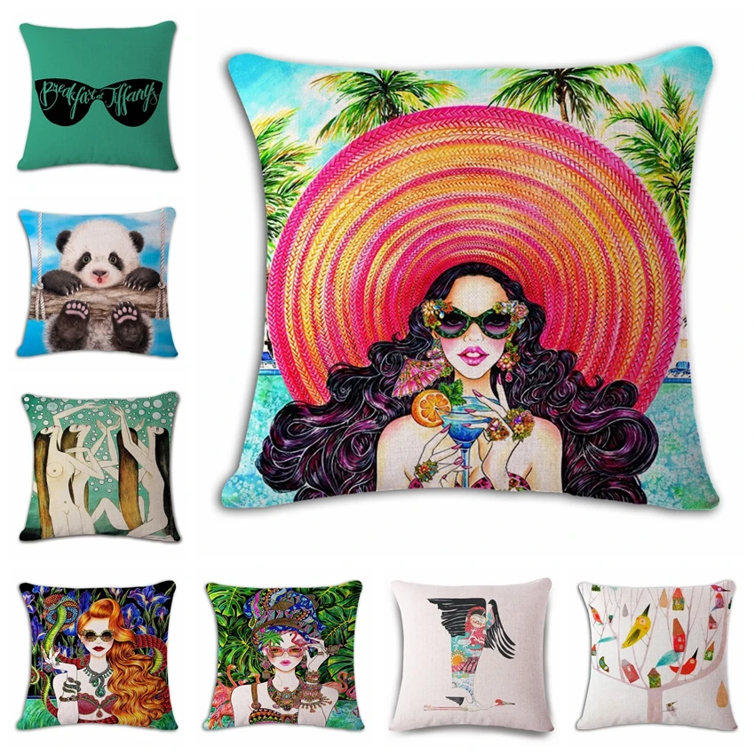 Современный чехол для подушки Gir с принтом льняное сиденье автомобиля семейный