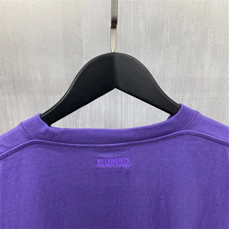 

3D Hip Hop Foam Printing Vetements T-shirt Summer High-Quality Casual Oversize Purple Vetements Top Tees T shirt Men Women1:1